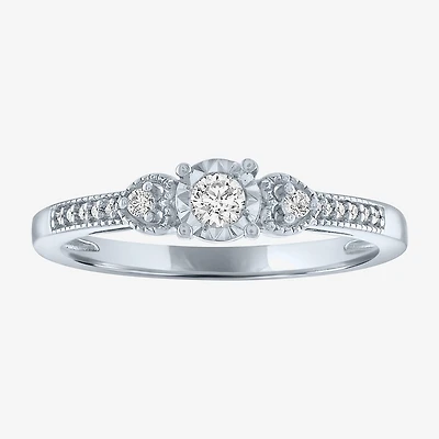 (G-H / Si2-I1) Womens 1/6 CT. T.W. Lab Grown White Diamond Sterling Silver Heart Promise Ring