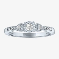 (G-H / Si2-I1) Womens 1/6 CT. T.W. Lab Grown White Diamond Sterling Silver Heart Promise Ring