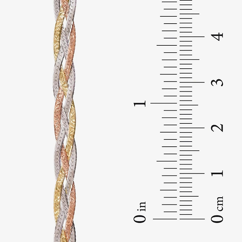 Made in Italy Womens 14K Tri-Color Gold 7.5 Inch Solid Herringbone Chain Bracelet