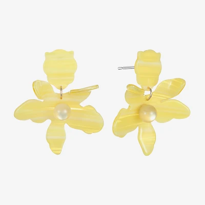 Bijoux Bar Gold Tone Womens Flower Hypoallergenic Drop Earrings