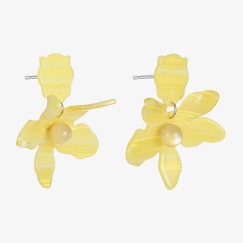 Bijoux Bar Gold Tone Womens Flower Hypoallergenic Drop Earrings