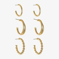 Liz Claiborne Twisted Womens Hypoallergenic 3 Pair Earring Set