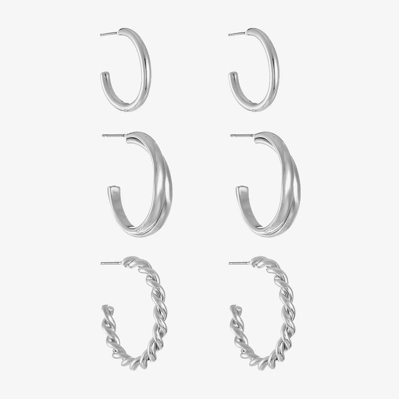 Liz Claiborne Twisted Womens Hypoallergenic 3 Pair Earring Set