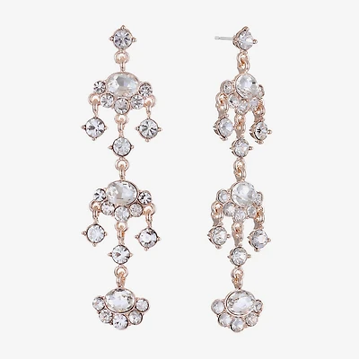 Monet Jewelry Rose Tone Womens Glass Hypoallergenic Chandelier Earrings
