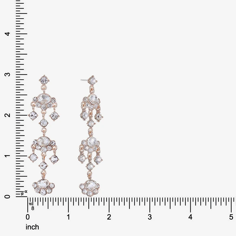 Monet Jewelry Rose Tone Womens Glass Hypoallergenic Chandelier Earrings