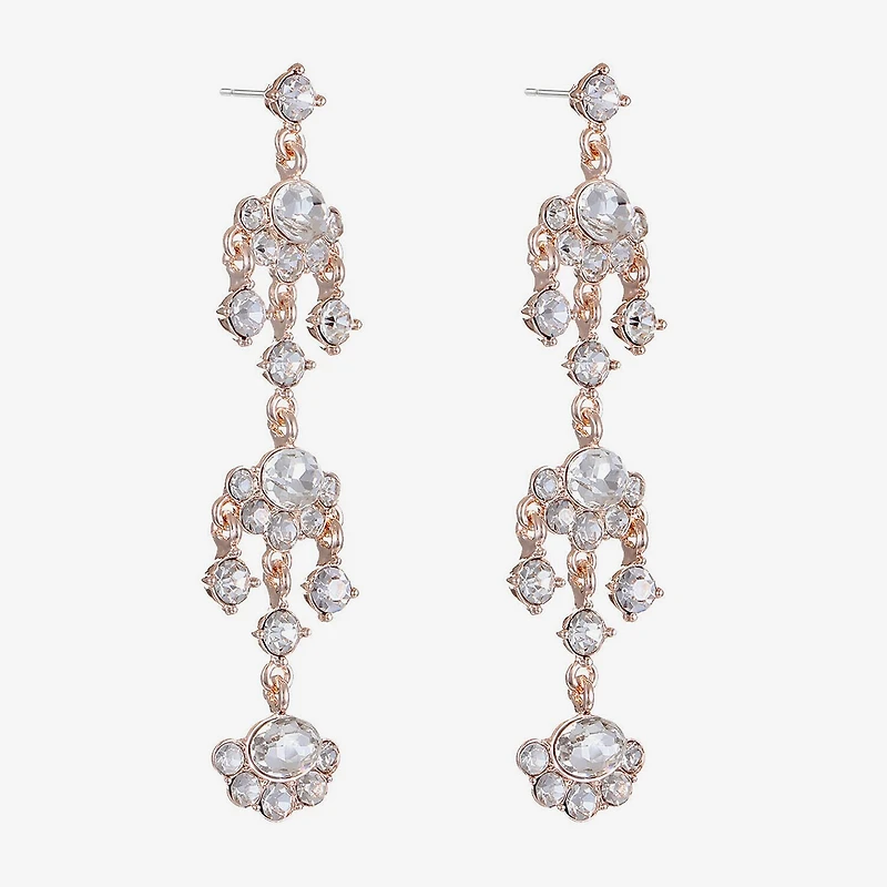 Monet Jewelry Rose Tone Womens Glass Hypoallergenic Chandelier Earrings