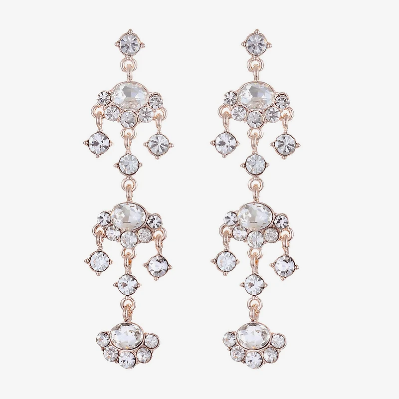 Monet Jewelry Rose Tone Womens Glass Hypoallergenic Chandelier Earrings