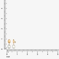 Monet Jewelry Gold Tone Womens Simulated Pearl Oval Clip On Earrings