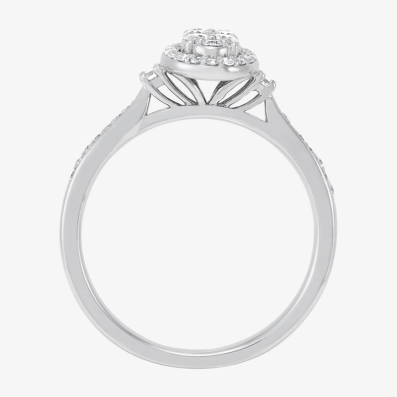 Limited Quantities! (H-I / Si1-Si2) Womens 1/3 CT. T.W. Lab Grown White Diamond Sterling Silver Oval Engagement Ring