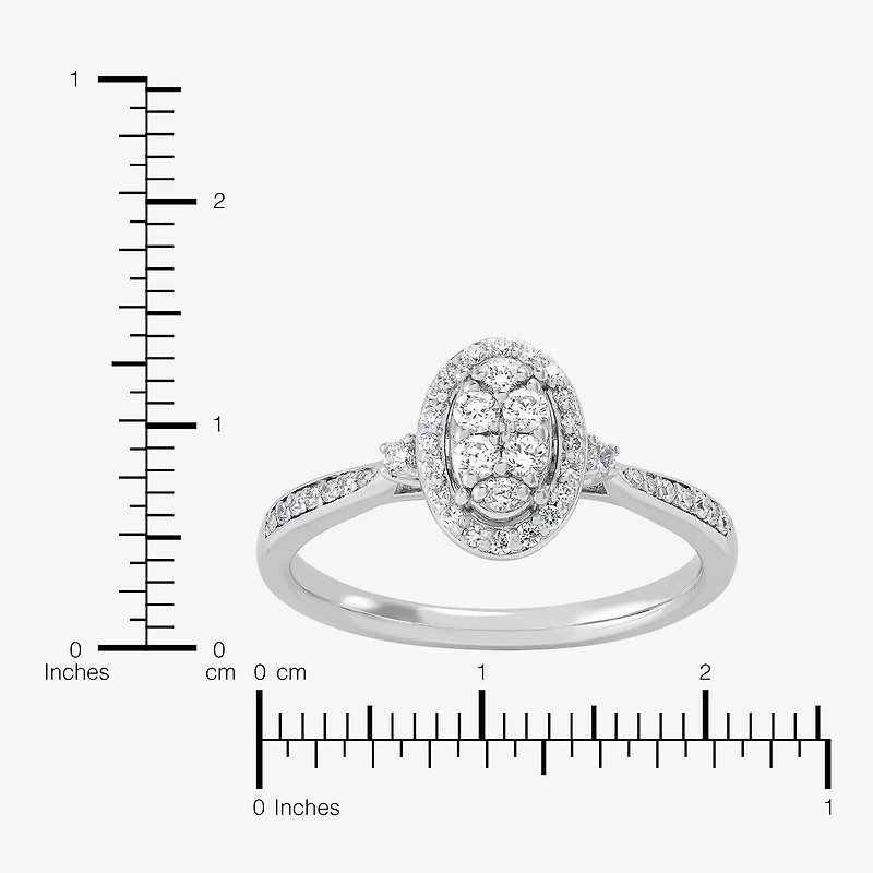 Limited Quantities! (H-I / Si1-Si2) Womens 1/3 CT. T.W. Lab Grown White Diamond Sterling Silver Oval Engagement Ring