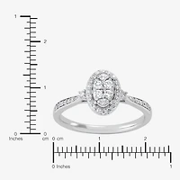 Limited Quantities! (H-I / Si1-Si2) Womens 1/3 CT. T.W. Lab Grown White Diamond Sterling Silver Oval Engagement Ring