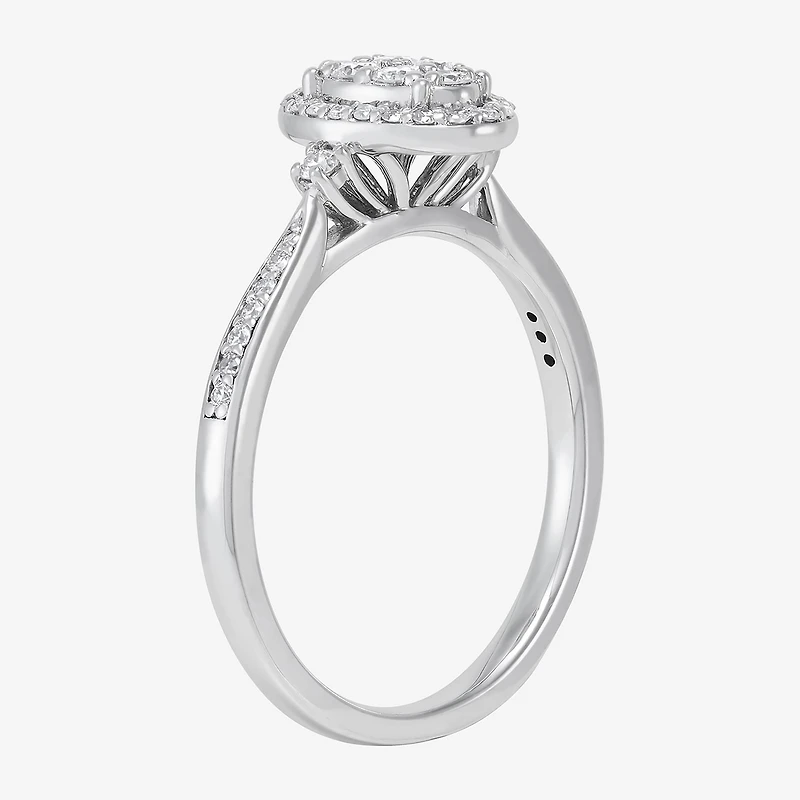 Limited Quantities! (H-I / Si1-Si2) Womens 1/3 CT. T.W. Lab Grown White Diamond Sterling Silver Oval Engagement Ring