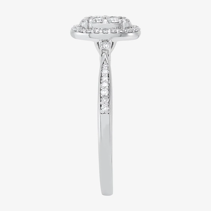 Limited Quantities! (H-I / Si1-Si2) Womens 1/3 CT. T.W. Lab Grown White Diamond Sterling Silver Oval Engagement Ring