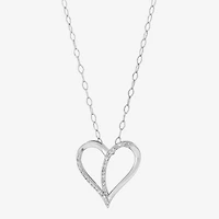Limited Quantities! Womens 1/ CT. T.W. Natural White Diamond Sterling Silver Heart 18 Inch Pendant Necklace