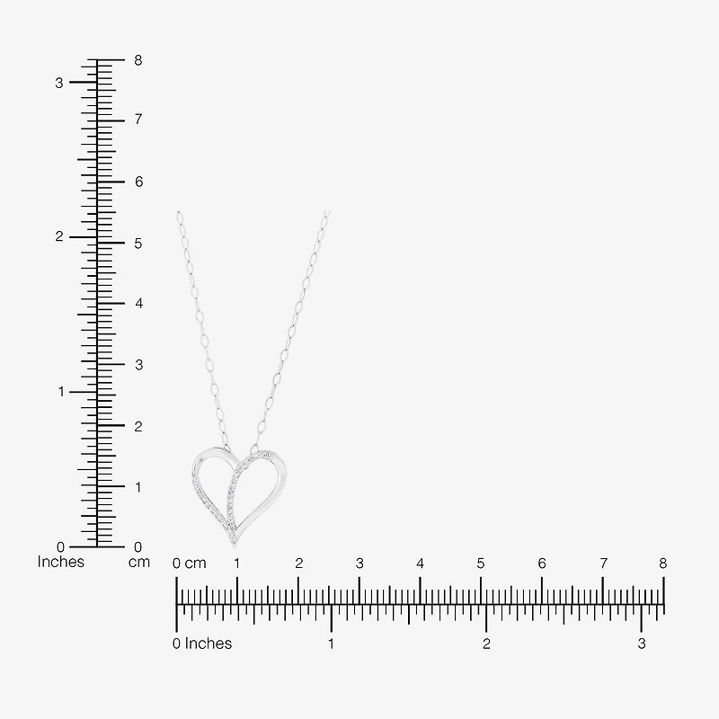 Limited Quantities! Womens 1/ CT. T.W. Natural White Diamond Sterling Silver Heart 18 Inch Pendant Necklace