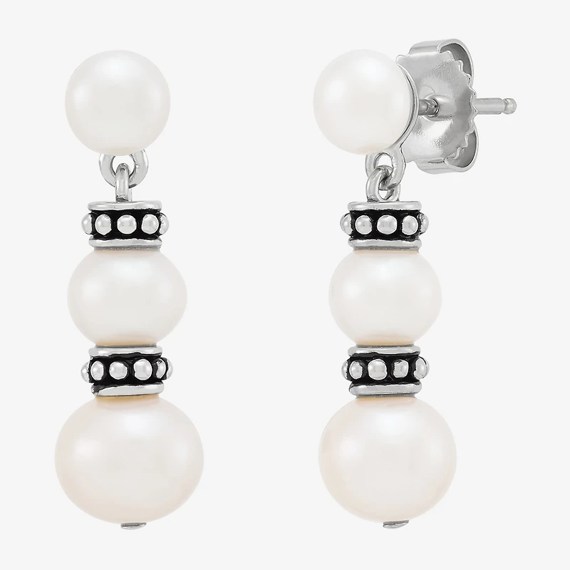 Limited Quantities! Womens Dyed White Cultured Freshwater Pearl Sterling Silver Drop Earrings