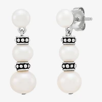 Limited Quantities! Womens Dyed White Cultured Freshwater Pearl Sterling Silver Drop Earrings