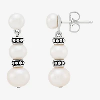 Limited Quantities! Womens Dyed White Cultured Freshwater Pearl Sterling Silver Drop Earrings