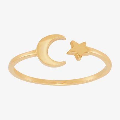 Womens 10K Gold Moon Round Star Band