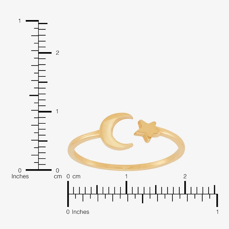 Womens 10K Gold Moon Round Star Band