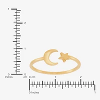 Womens 10K Gold Moon Round Star Band