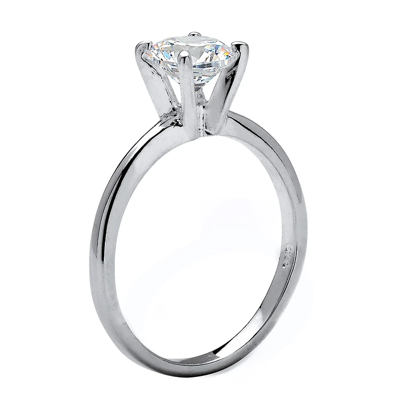 DiamonArt® Womens 1 1/10 CT. T.W. White Cubic Zirconia Sterling Silver Round Engagement Ring