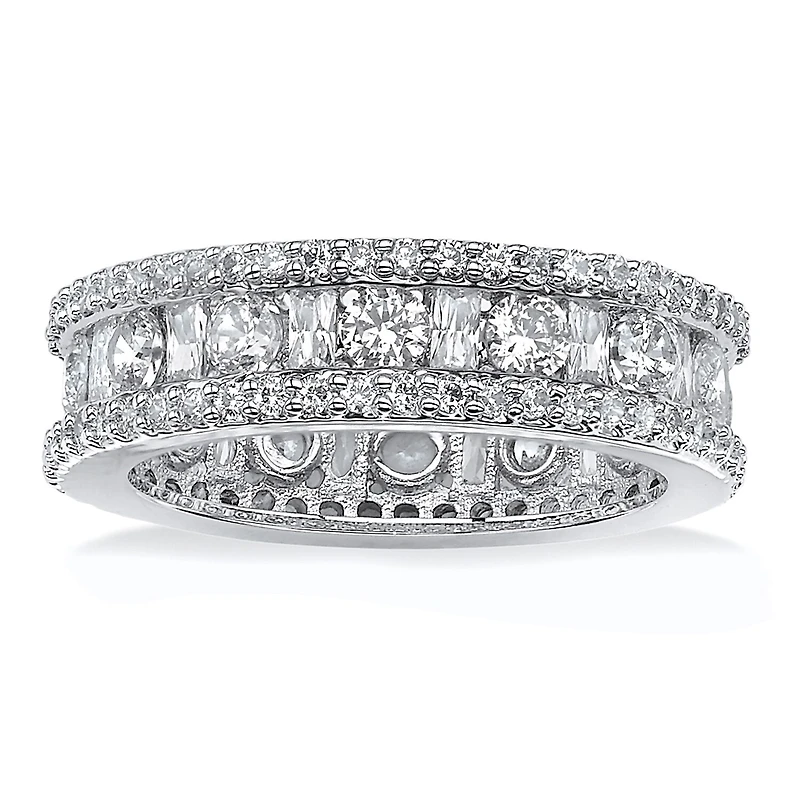 DiamonArt® 6MM 3 1/4 CT. T.W. White Cubic Zirconia Platinum Over Silver Rectangular Band