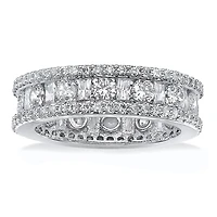 DiamonArt® 6MM 3 1/4 CT. T.W. White Cubic Zirconia Platinum Over Silver Rectangular Band