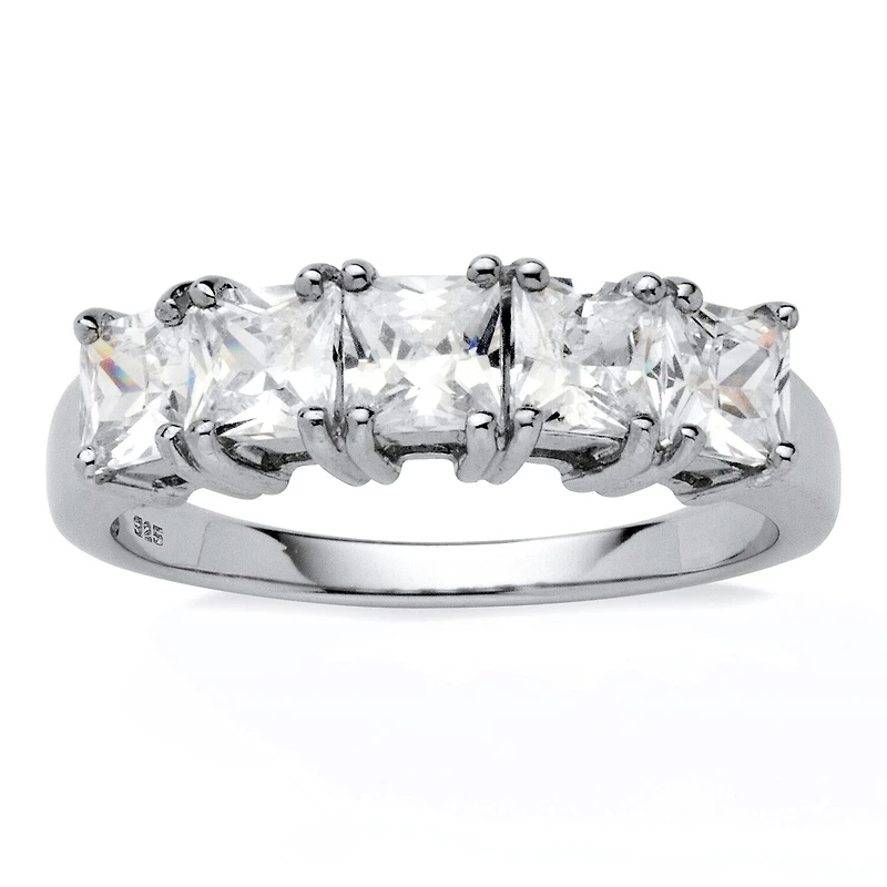 DiamonArt® 2MM 1 7/8 CT. T.W. White Cubic Zirconia Platinum Over Silver Square Band