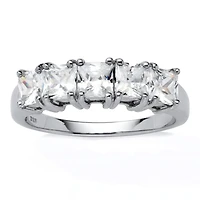 DiamonArt® 2MM 1 7/8 CT. T.W. White Cubic Zirconia Platinum Over Silver Square Band