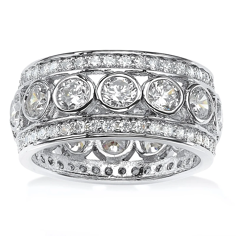 DiamonArt® 24MM 4 3/4 CT. T.W. White Cubic Zirconia Platinum Over Silver Round Band