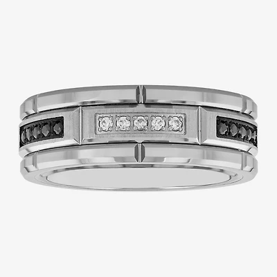 Mens 8MM 1/8 CT. T.W. Diamond Tungsten Wedding Band