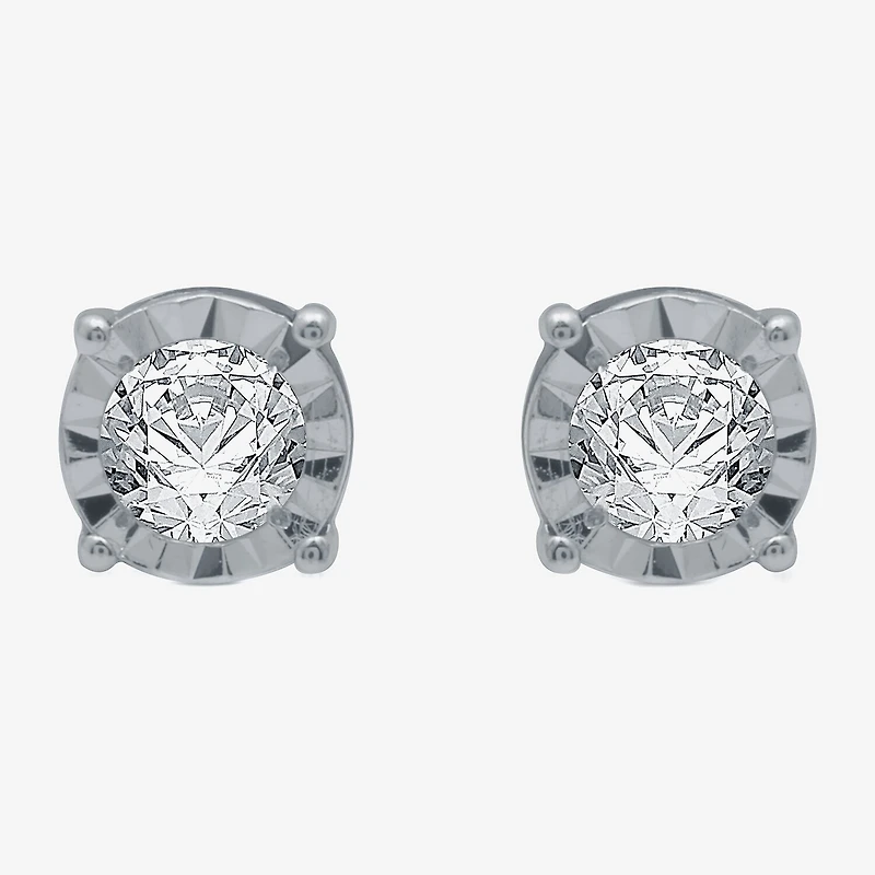 (G / SI1-SI2) Ever Star 1/5 CT. T.W. Lab Grown White Diamond Sterling Silver or 14K Gold over 5.3mm Stud Earrings
