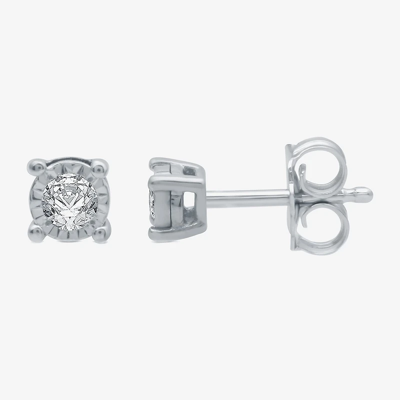 (G / SI1-SI2) Ever Star 1/10 CT. T.W. Lab Grown White Diamond Sterling Silver or 14K Gold over 4.9mm Stud Earrings