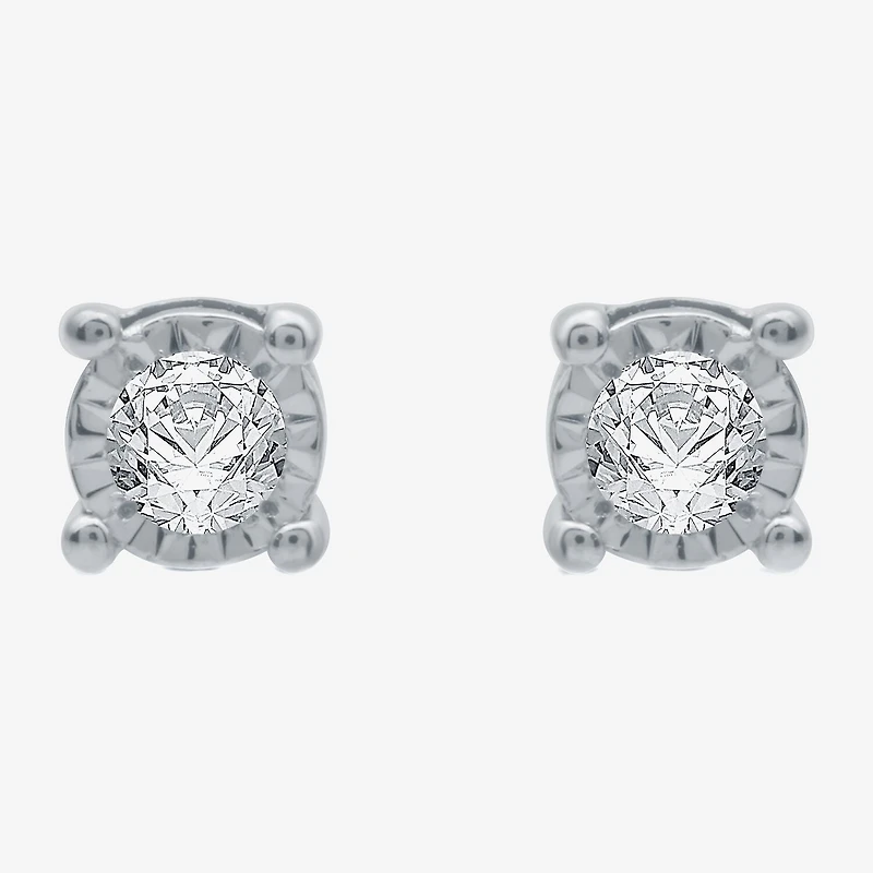 (G / SI1-SI2) Ever Star 1/10 CT. T.W. Lab Grown White Diamond Sterling Silver or 14K Gold over 4.9mm Stud Earrings