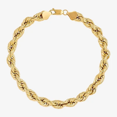 Made in Italy Unisex Adult 10K Gold 9 Inch Hollow Rope Chain Bracelet