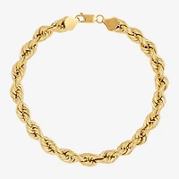 Made in Italy Unisex Adult 10K Gold 9 Inch Hollow Rope Chain Bracelet