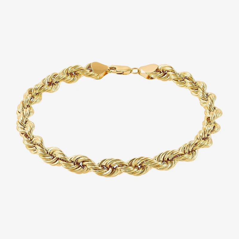 Made in Italy Unisex Adult 10K Gold 9 Inch Hollow Rope Chain Bracelet