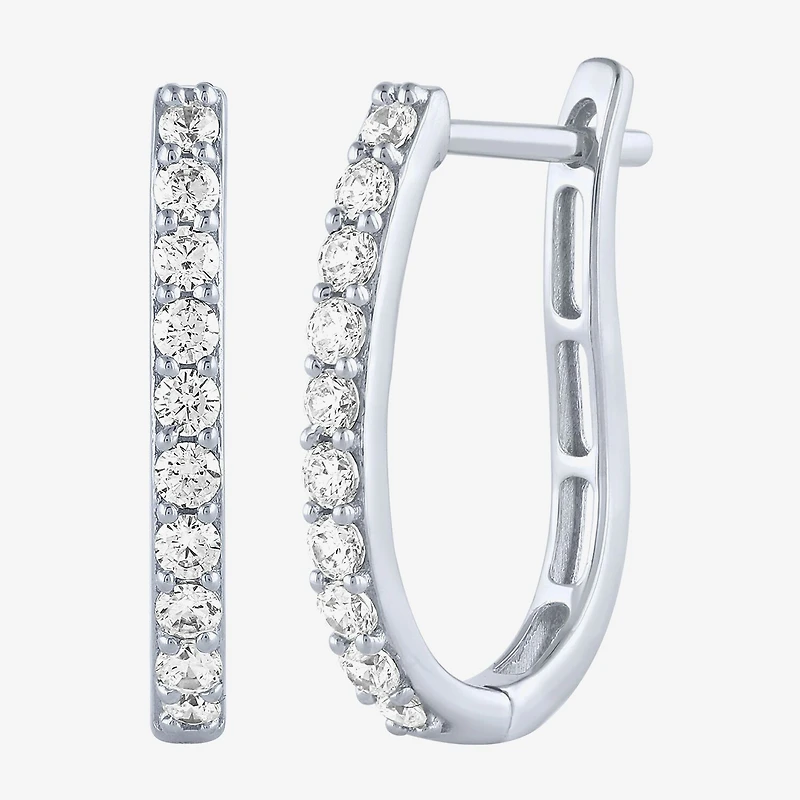 (H-I / I1) Womens 1/2 CT. T.W. Lab Grown White Diamond 10K Gold 18mm Hoop Earrings