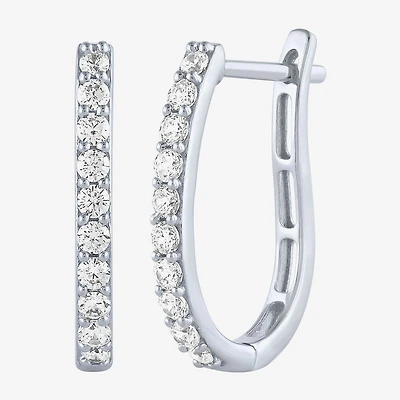 (H-I / I1) Womens 1/2 CT. T.W. Lab Grown White Diamond 10K Gold 18mm Hoop Earrings