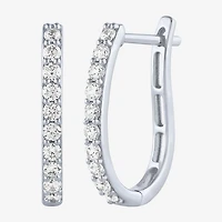 (H-I / I1) Womens 1/2 CT. T.W. Lab Grown White Diamond 10K Gold 18mm Hoop Earrings