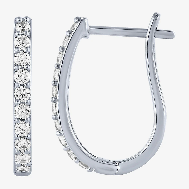 (H-I / I1) Womens 1/2 CT. T.W. Lab Grown White Diamond 10K Gold 18mm Hoop Earrings