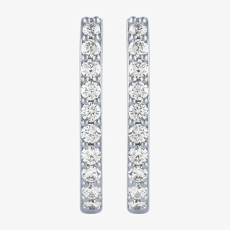 (H-I / I1) Womens 1/2 CT. T.W. Lab Grown White Diamond 10K Gold 18mm Hoop Earrings