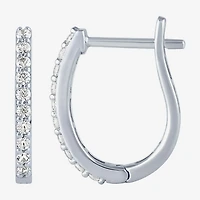 (H-I / I1) Womens 1/4 CT. T.W. Lab Grown White Diamond 10K Gold 14.5mm Hoop Earrings