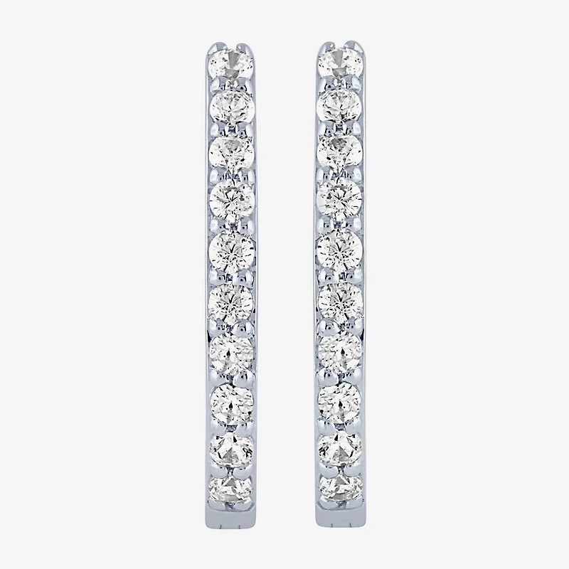 (H-I / I1) Womens 1/4 CT. T.W. Lab Grown White Diamond 10K Gold 14.5mm Hoop Earrings