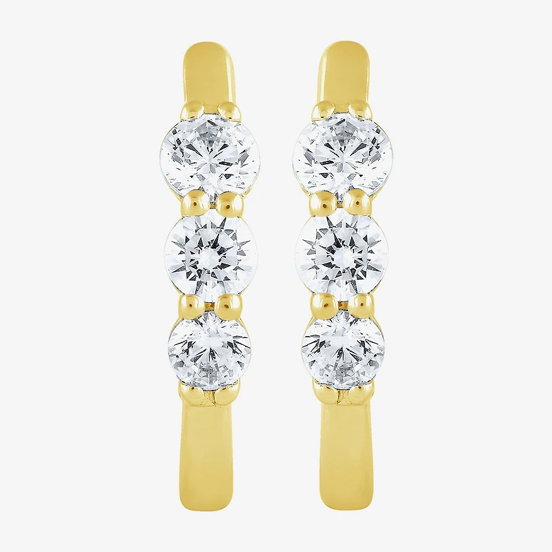 (H-I / I1) Womens 1/2 CT. T.W. Lab Grown White Diamond 10K Gold 15.2mm Hoop Earrings