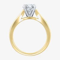 (G / Si2) Womens 1 1/3 CT. T.W. Lab Grown White Diamond 10K Gold Round Side Stone Engagement Ring
