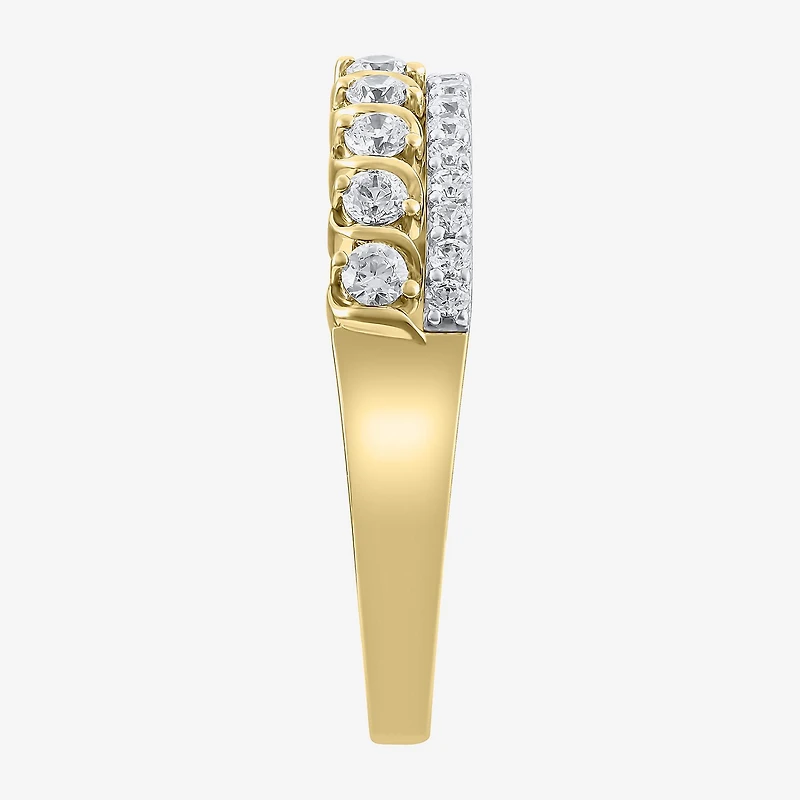 (H / I1) Womens 1/2 CT. T.W. Lab Grown White Diamond 10K Two Tone Gold Anniversary Wedding Band