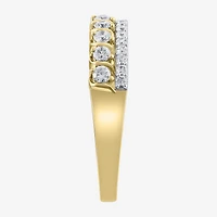 (H / I1) Womens 1/2 CT. T.W. Lab Grown White Diamond 10K Two Tone Gold Anniversary Wedding Band