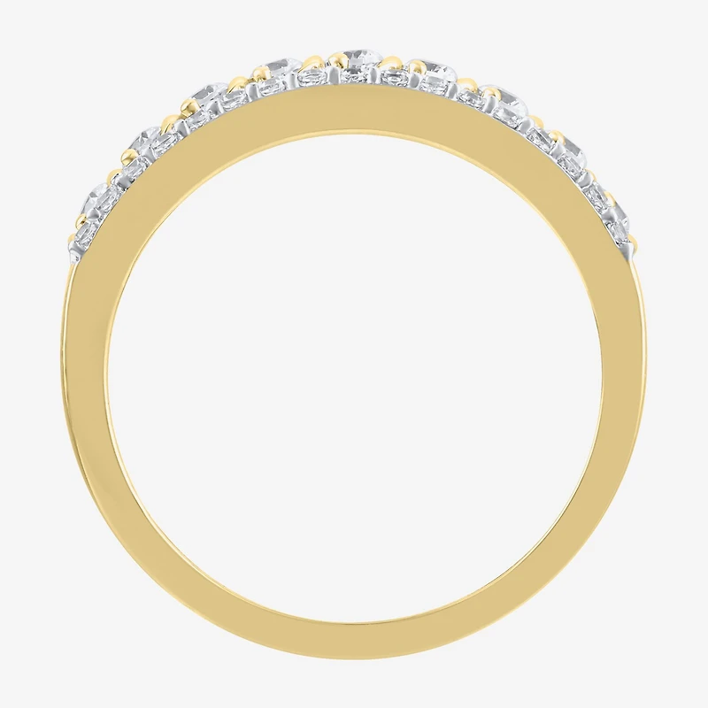(H / I1) Womens 1/2 CT. T.W. Lab Grown White Diamond 10K Two Tone Gold Anniversary Wedding Band